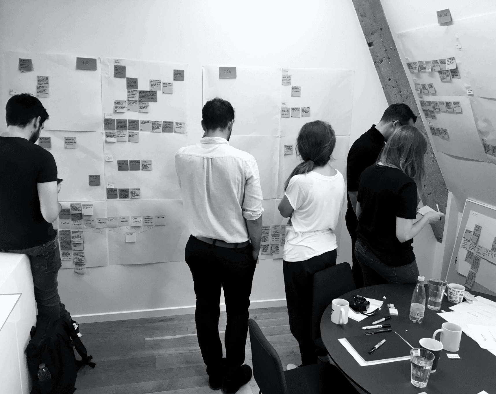 Co-creation workshop, clustering quotes and finding insights from our research data